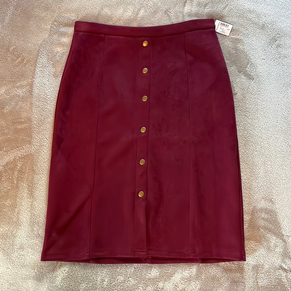 NWT Retrology Burgundy Midi Skirt Size Small